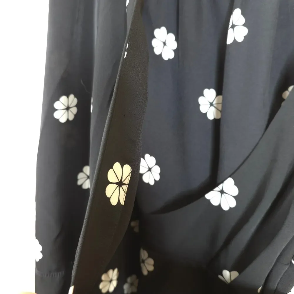 Kate Spade Long Sleeve Spade Clover Wrap Dress in Black Size 12